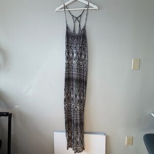 American Eagle‎ Outfitters Black and White Strappy Paisley Maxi Dress Medium